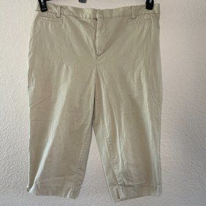 Catherines Tan Capri pants with Spandex stretch tummy control panel 2X
